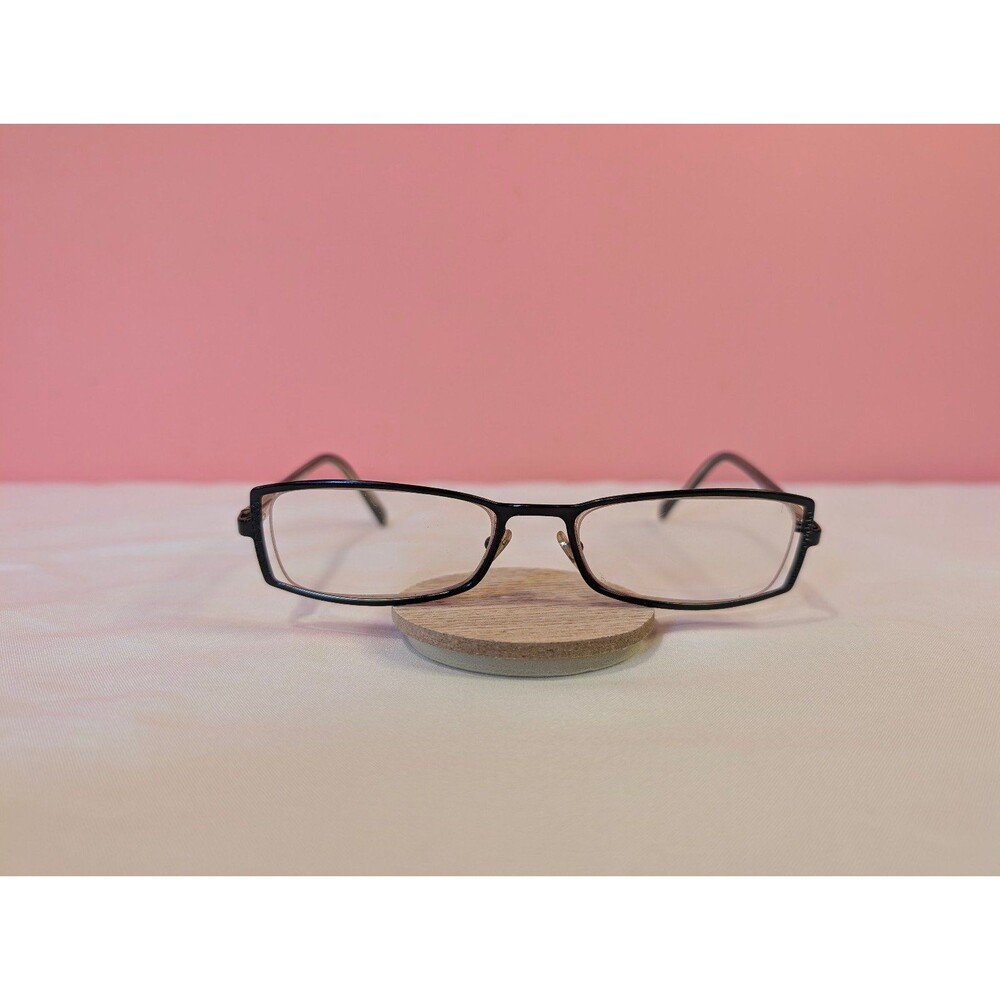 Vintage Versace Rectangular Metal Eyeglass Frame Black Made in Italy 1069